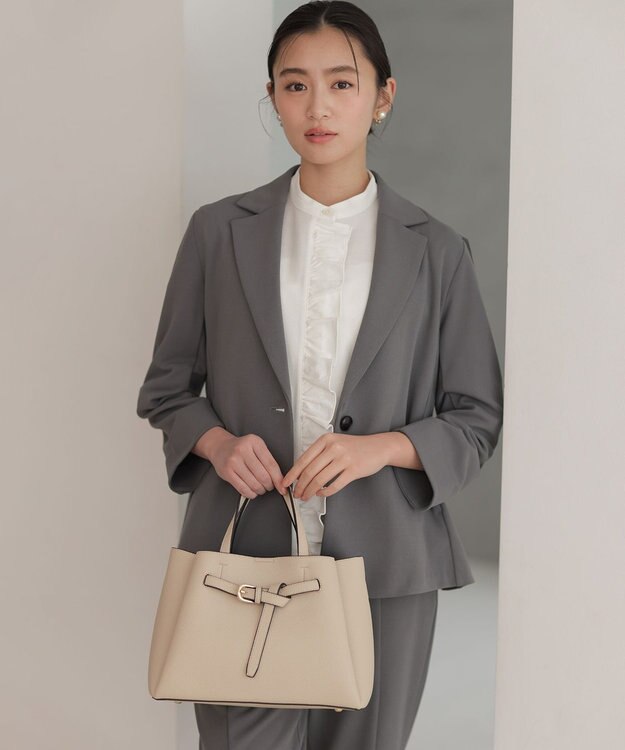 組曲 フロントベルト2WAYハンド バッグ ライトグレー系