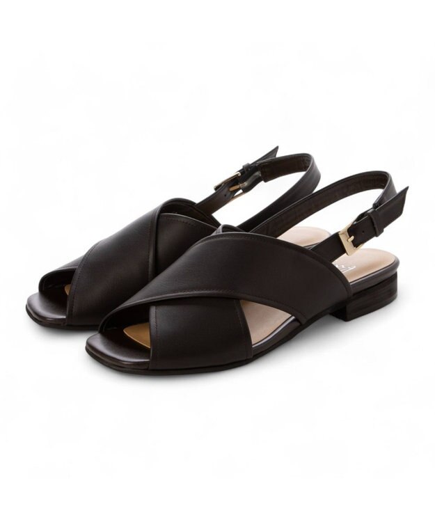 ing <ing>クロスベルトストラップサンダル ダークブラウン