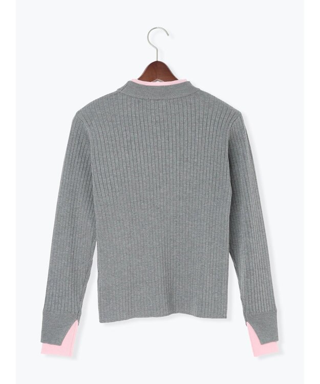 Te chichi 配色レイヤードリブニットプルオーバー グレー