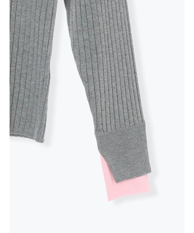 Te chichi 配色レイヤードリブニットプルオーバー グレー