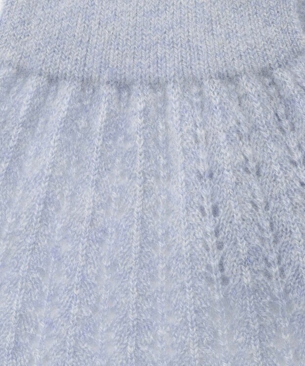 MOONBAT mila schon カシミヤ100%レーシーニットプチマフラー サックスブルー