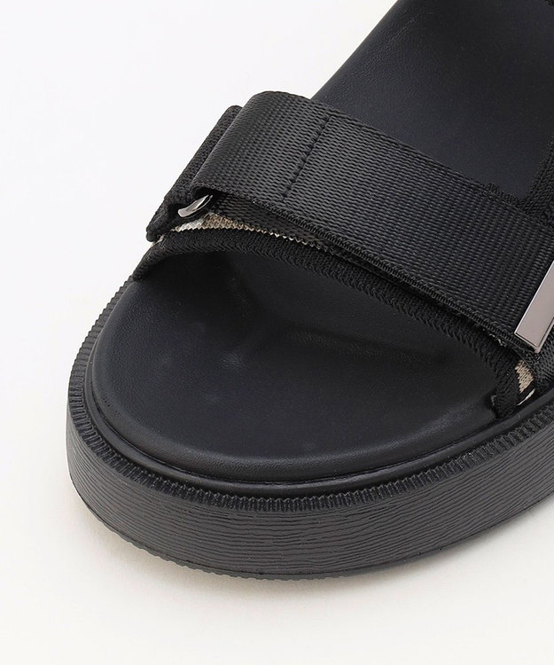 steppi 【洗える】厚底 ストラップサンダル ブラックチェック