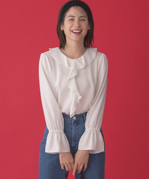 組曲 L ラッフルデシン ブラウス アイボリー系