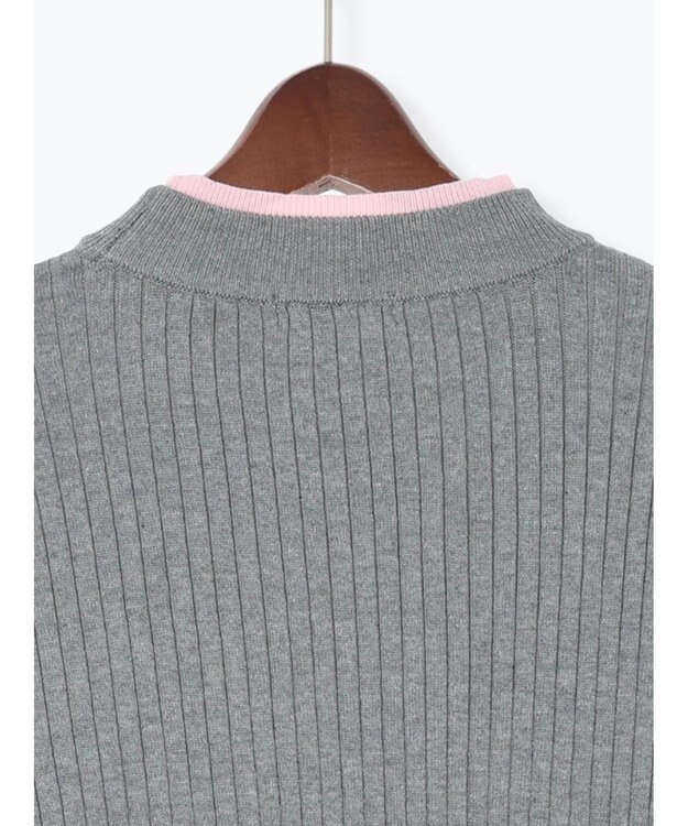 Te chichi 配色レイヤードリブニットプルオーバー グレー