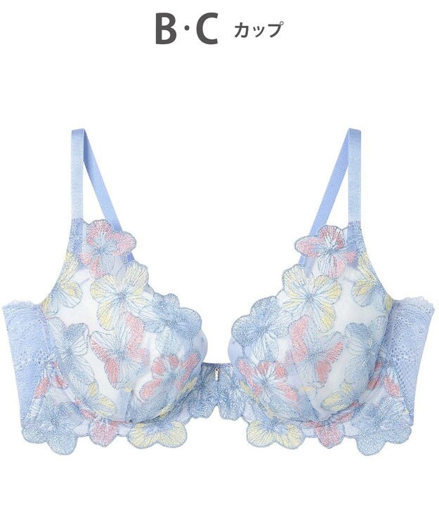 AMPHI ブラジャー ふっくらまる胸キープ 脇高設計 脇・背中スッキリ【Hold Day Bra】 BYJ311 アンフィ／ワコール ブルー