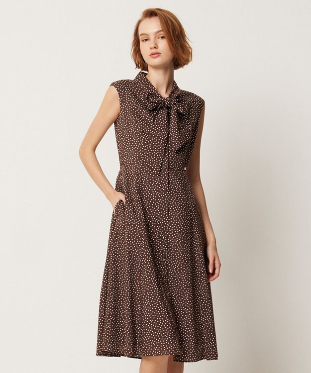 TOCCA 【洗える】RAINY SEASON ドレス ブラウン×ドット系