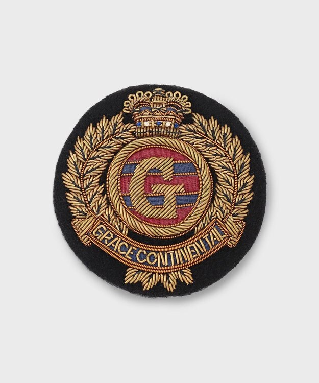 GRACE CONTINENTAL ザリ刺繍Gクラウンブローチ ブラック