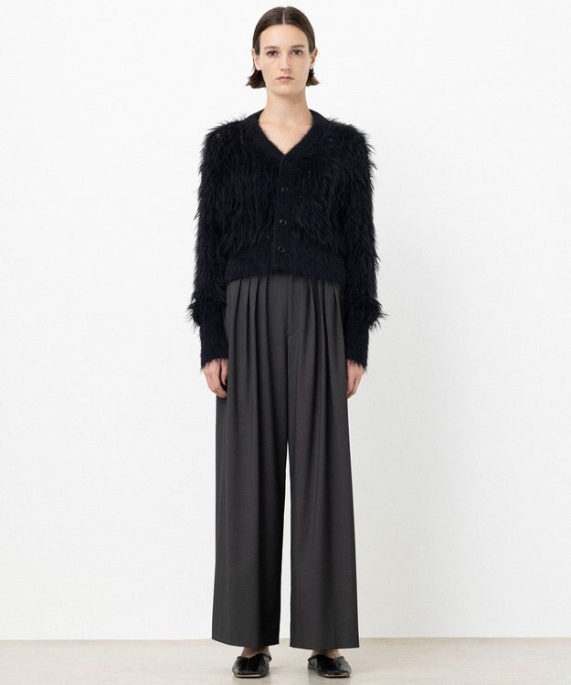 NAVE 【ReNAVE・洗える】メルティーシャギーニット カーディガン ブラック系