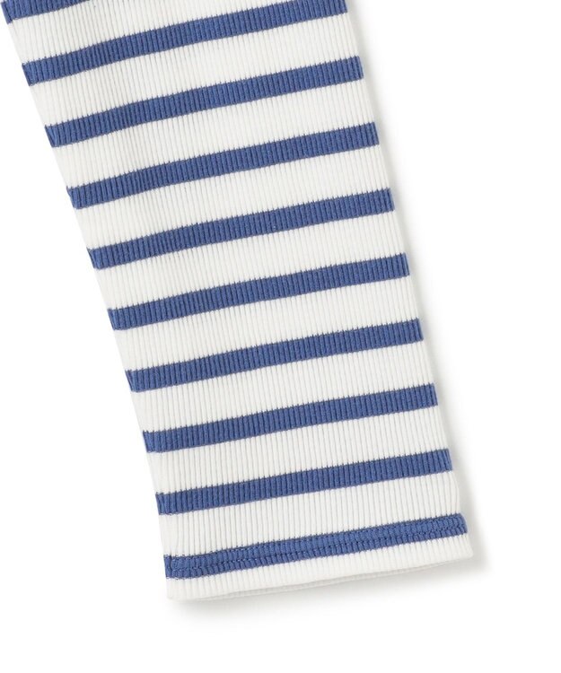 23区 L オーガニックコットンリブ カットソー ブルーボーダー