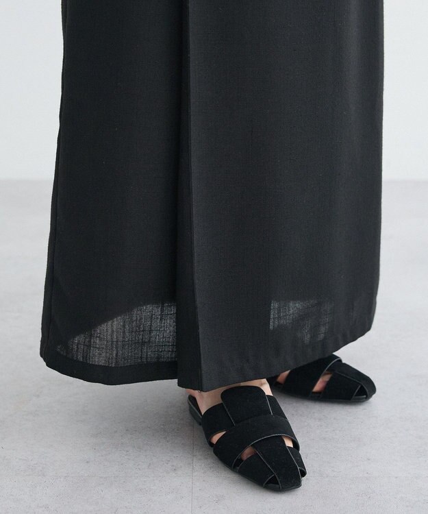 CRAFT STANDARD BOUTIQUE リネンライクラップ風スカート Black