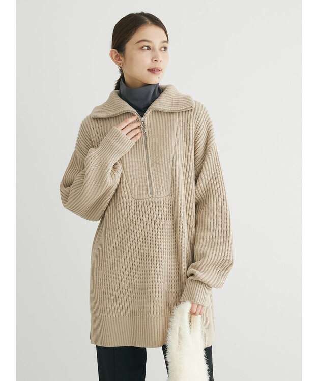 Green Parks Ｚｉｐ付きアゼニットチュニック Mocha