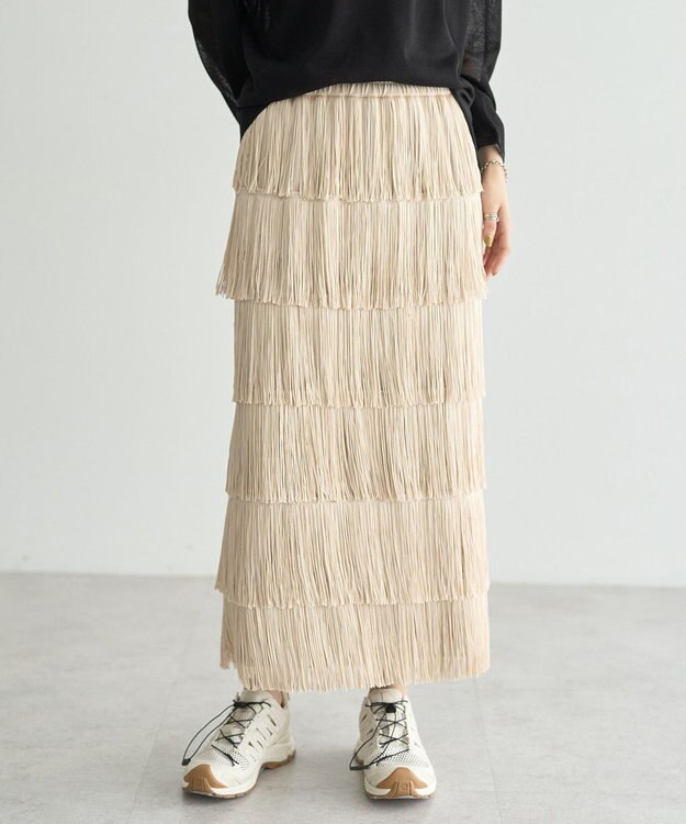 YECCA VECCA フリンジロングスカート Light Beige