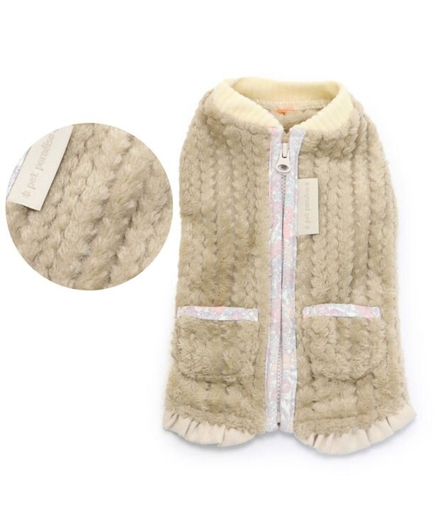 PET PARADISE 犬 服 背中開き ベスト 【小型犬】 ボア ベージュ ベージュ