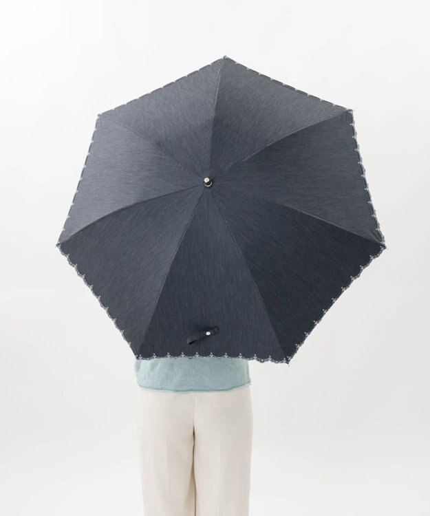 AURORA 【 BLAO（ブラオ）】サマーシールド ボーラー刺しゅう晴雨兼用傘(長傘) チャコールグレー