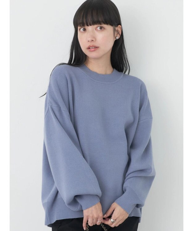 earth music&ecology アンチピリングバックスリットプルオーバー Blue