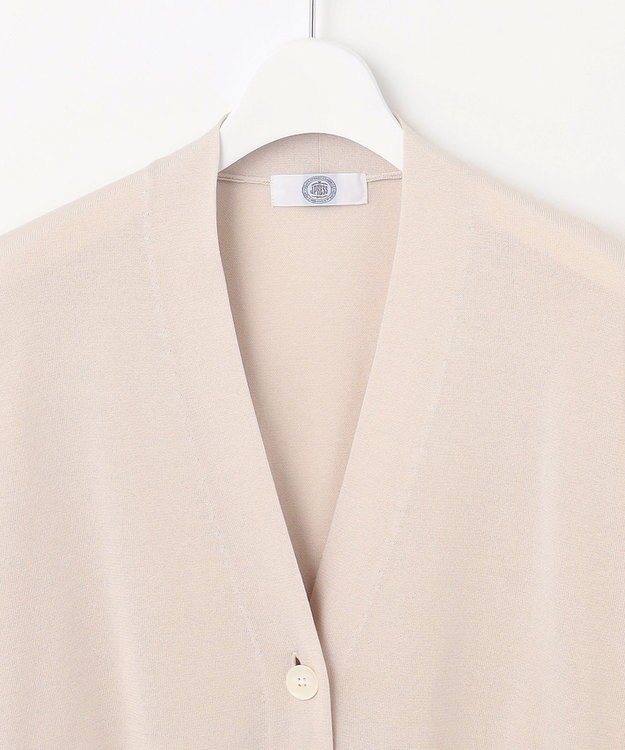 J.PRESS LADIES L 【洗える】シルキーレーヨンストレッチ Vネック カーディガン ベージュ系