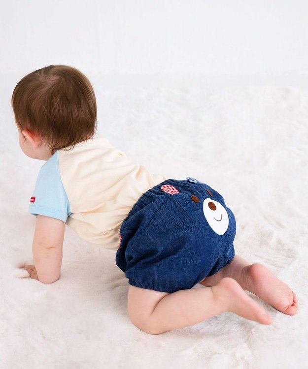 MIKI HOUSE HOT BISCUITS 【70-80cm】 顔ドン ボディシャツ(ロンパース) アイボリー