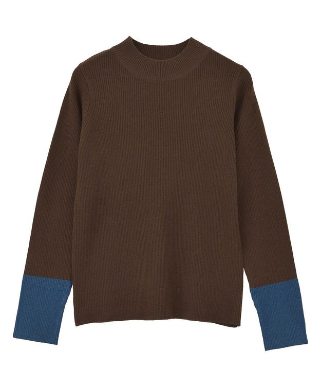 AMERICAN HOLIC バイパチ袖配色リブプルオーバー Brown