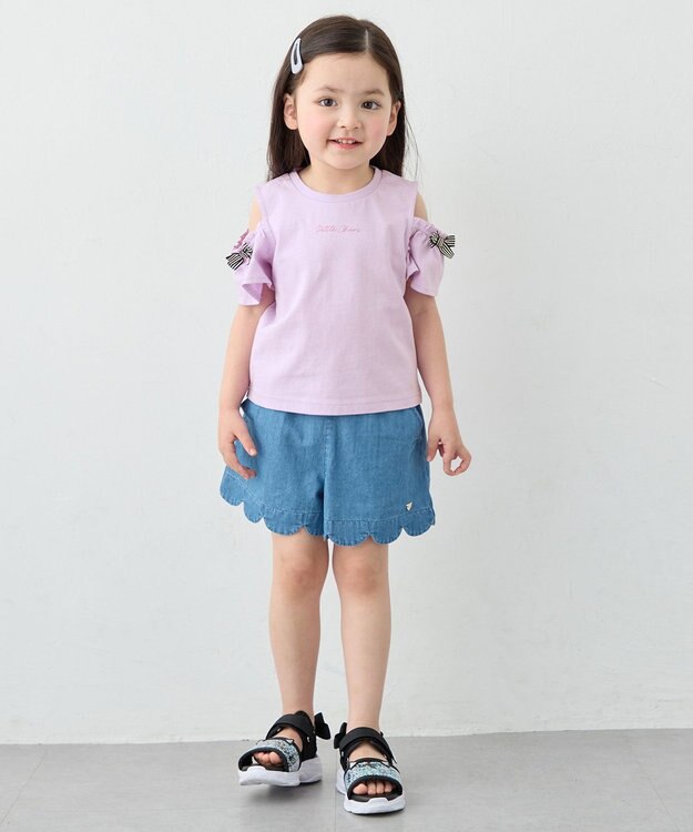 ANY KIDS 【綿100%】オンオフショルダー Tシャツ ラベンダー