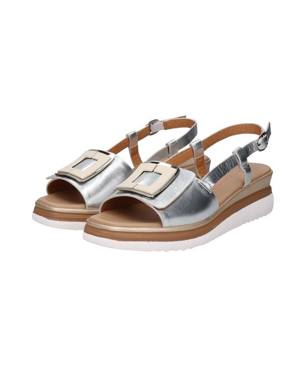 INTER-CHAUSSURES 【INTER-CHAUSSURES】バックルウエッジバックバンドサンダル シルバー