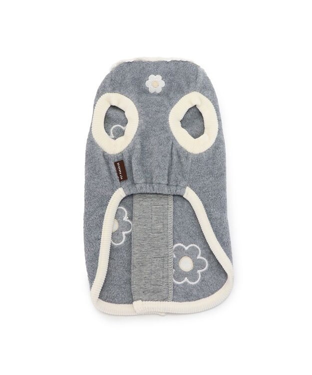 PET PARADISE ペットパラダイス 背中開き ベスト 《お花 アップリケ》 小型犬 グレー