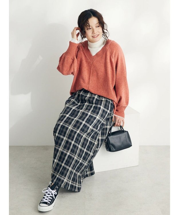 CRAFT STANDARD BOUTIQUE 洗えるコードモールＶネックプルオーバー Orange