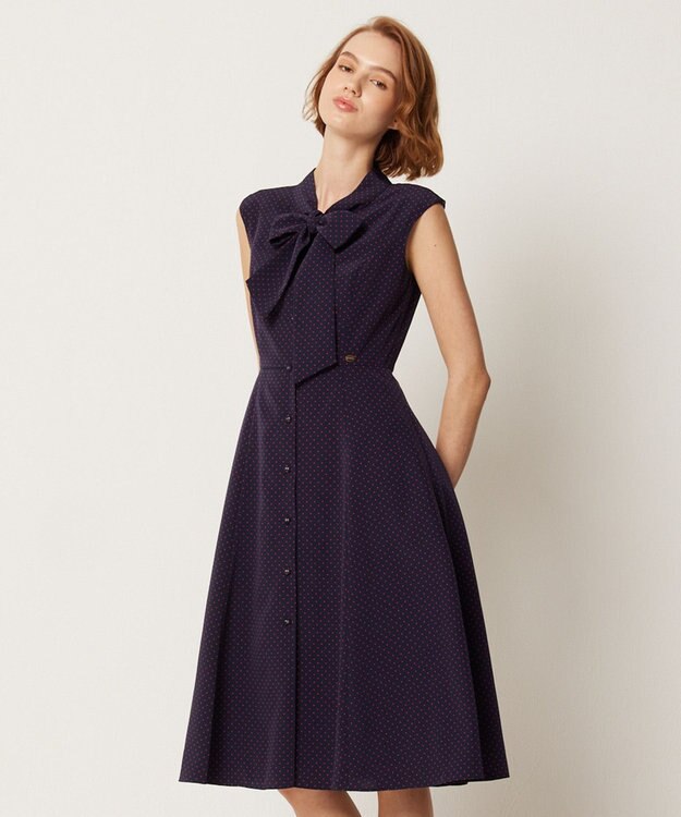 TOCCA 【洗える】RAINY SEASON ドレス ネイビー×ドット系