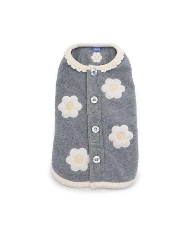 PET PARADISE ペットパラダイス 背中開き ベスト 《お花 アップリケ》 小型犬 グレー