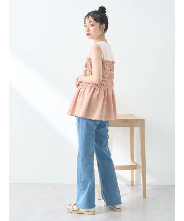 earth music&ecology ドッキングシャーリングプルオーバー Pink Beige