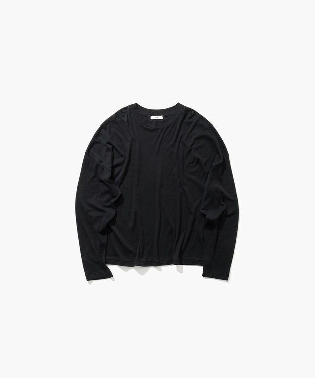 ATON COTTON LINEN FRAISE | ロングスリーブＴシャツ BLACK