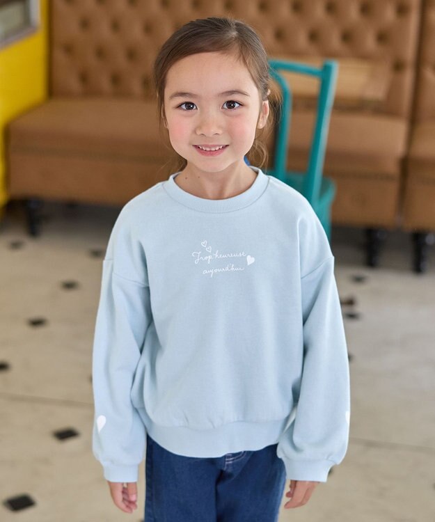 ANY KIDS 【WEB限定】7days 裏毛トレーナー サックスブルー×ハート