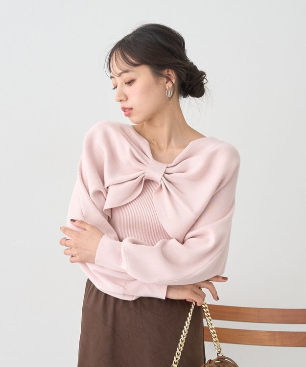 earth music&ecology 【WEB限定】リボンニットアンサンブル Pink