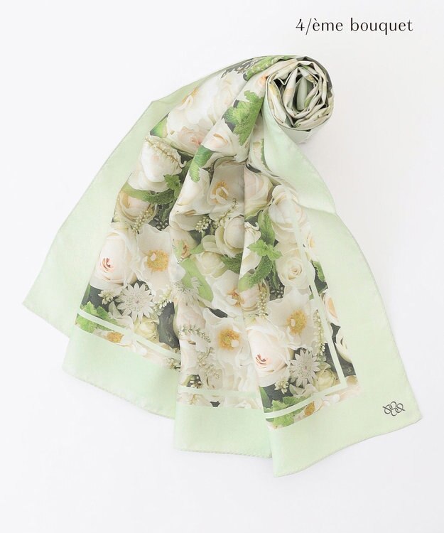 自由区 【カトリエムブーケ】La boroderie de Laurent ブーケモチーフシルクスカーフ ブーケ柄