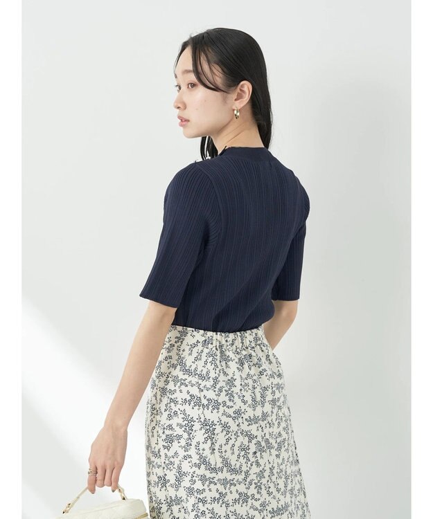 earth music&ecology ショルダーボタンリブニットプルオーバー Dark Navy