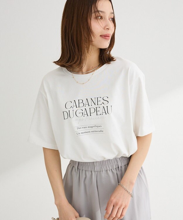 Green Parks 【適ON】多段きれい目ロゴＴシャツ Off White