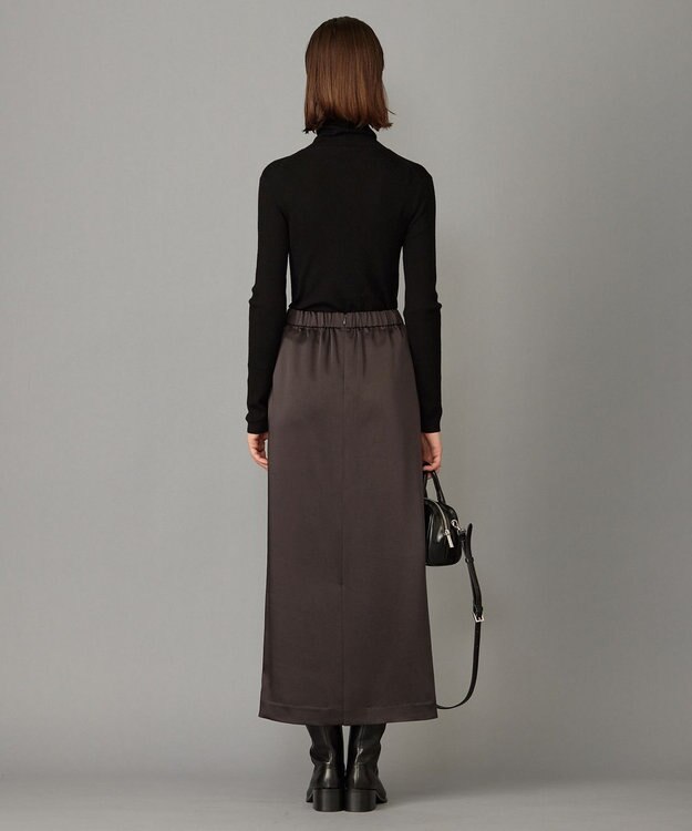 ICB 【洗える】 ヴィンテージサテン ナロースカート バーントブラウン系