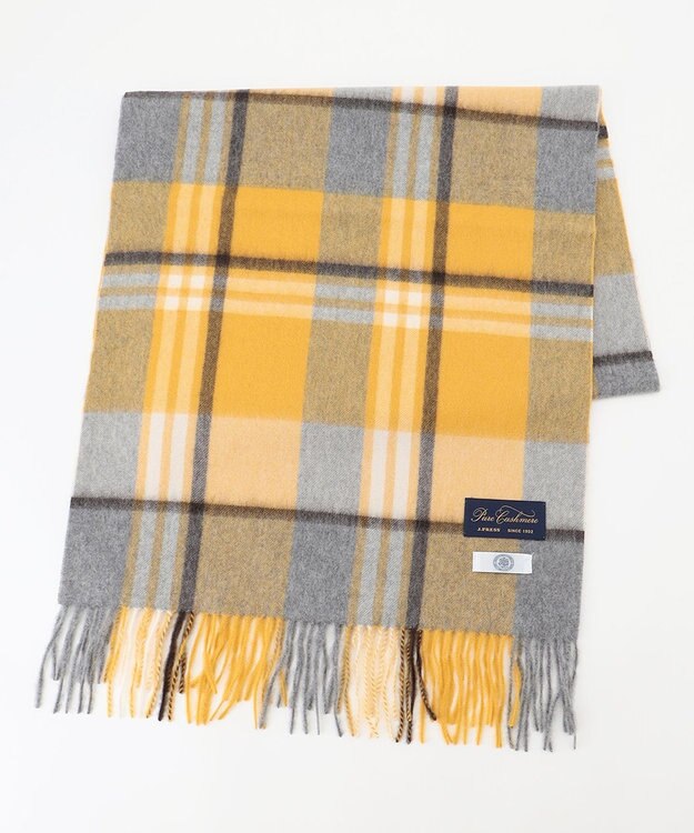 J.PRESS LADIES カシミヤチェック マフラー イエロー系3