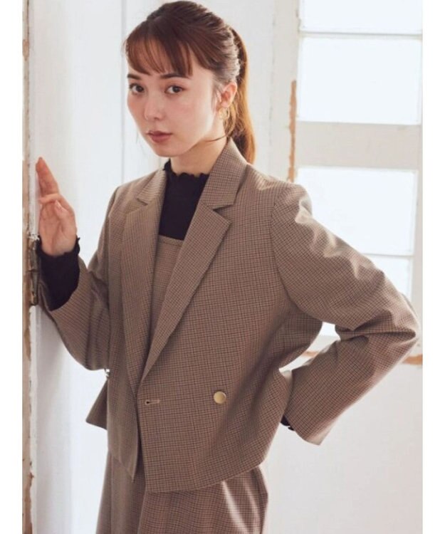 earth music&ecology ショートテーラードジャケット Check