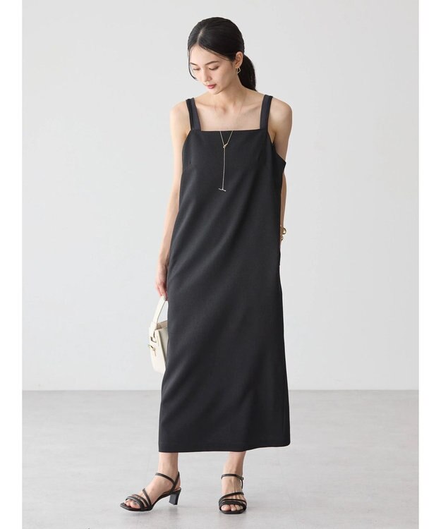 AMERICAN HOLIC ＳＥＴ　イージーケアジレベスト＋Ｉラインワンピース Black