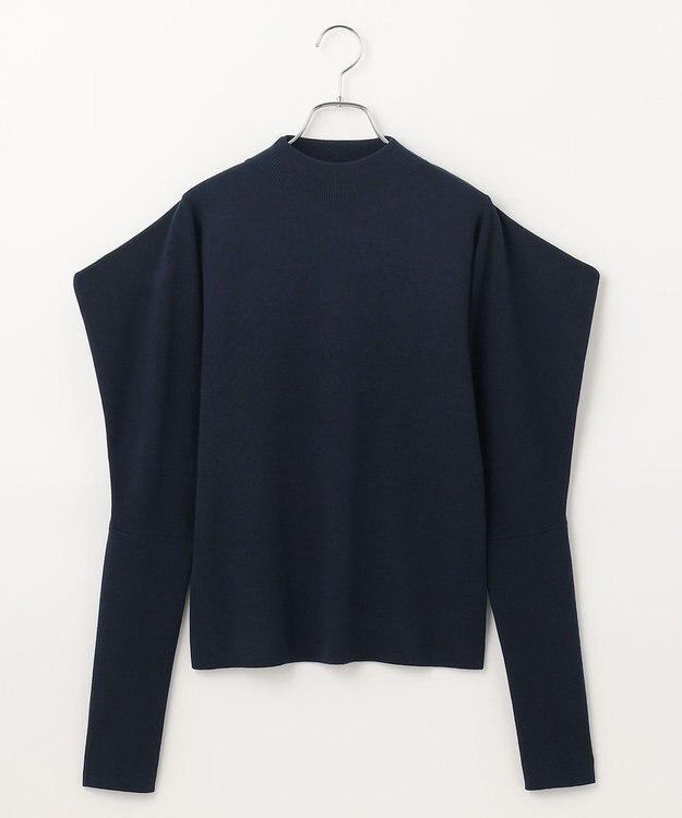 #Newans 【洗える】スクエアショルダーポイントニット ネイビー