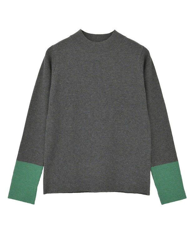 AMERICAN HOLIC バイパチ袖配色リブプルオーバー Charcoal Gray