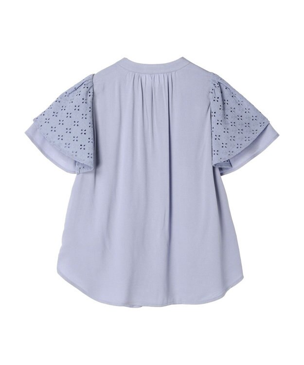 earth music&ecology レースラッフルブラウス Grayish Blue