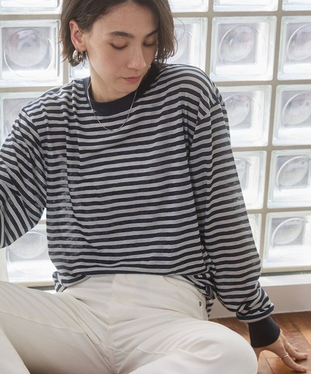 WEGO 【ANGIE VINTAGE】シアースラブボーダーロンＴ ブルーボーダー