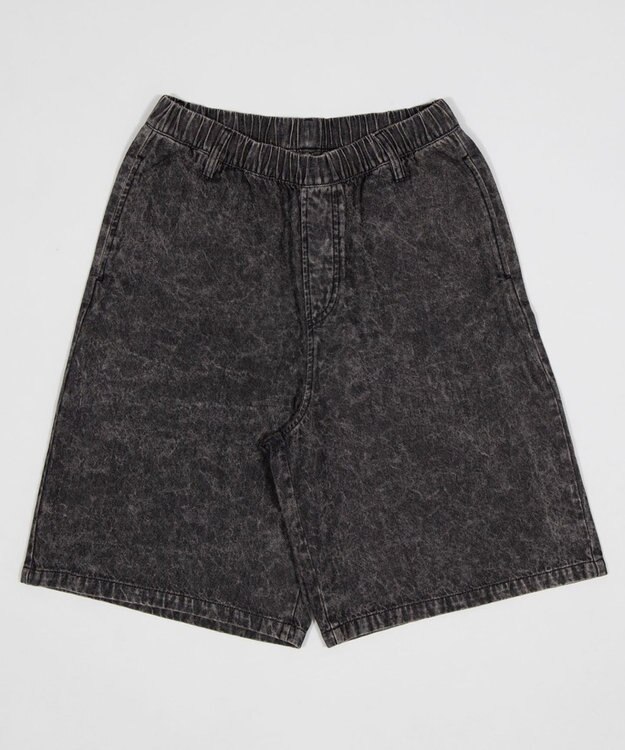 WEGO 【ウエストゴム/SMLサイズ展開】イージーコットンハーフパンツ デニムブラックソノタ