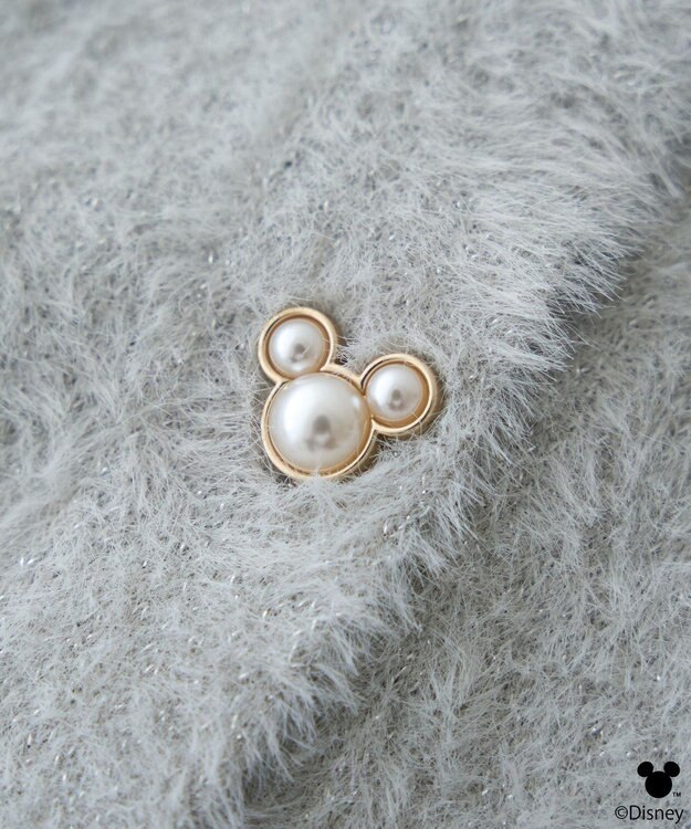 earth music&ecology 【予約】Disney/ポイントミッキーラメシャギーカーデ ライトグレー