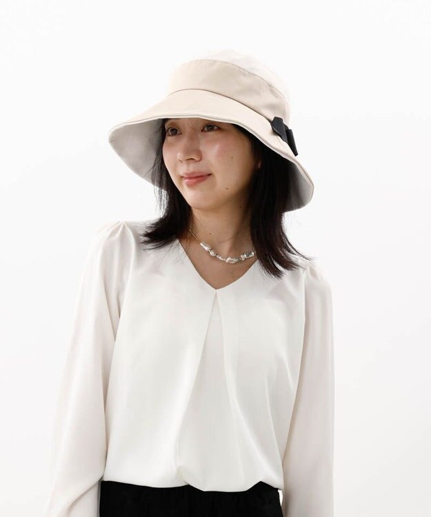 AURORA 【 Beaurance （ビューランス）】バイカラーリボンバケットハット ベージュ