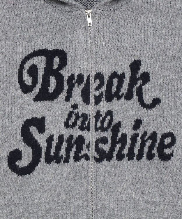 WEGO フラッフィーグラフィックジャガードニットZIPパーカー グレー