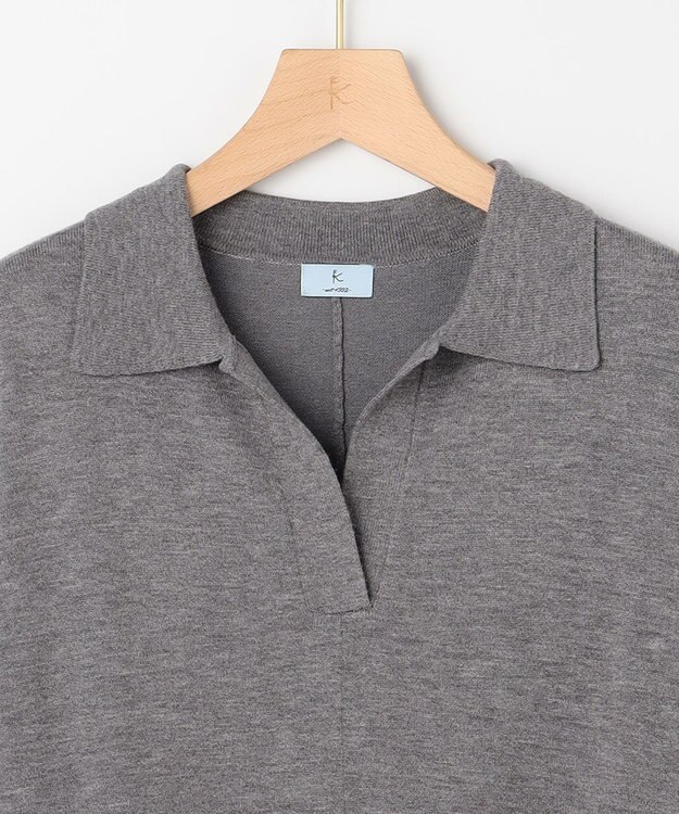 組曲 【加藤ローサさん着用】スキッパーニット ワンピース ライトグレー系