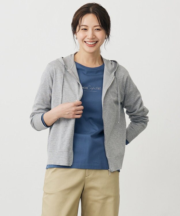 J.PRESS LADIES Vis/Peスパーク ニット パーカー トップグレー系