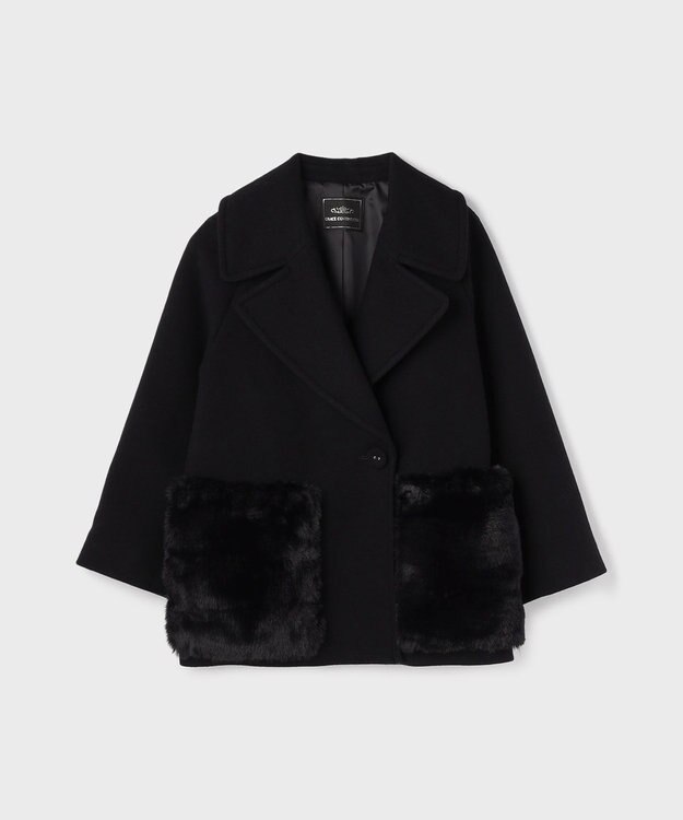 GRACE CONTINENTAL ファーポケットピーコート ブラック